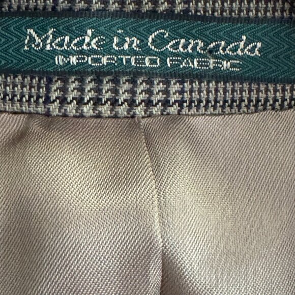 Brandini Le Collezioni Mens 41R Wool Silk Plaid Blazer Three Button Brown Canada - Picture 6 of 13